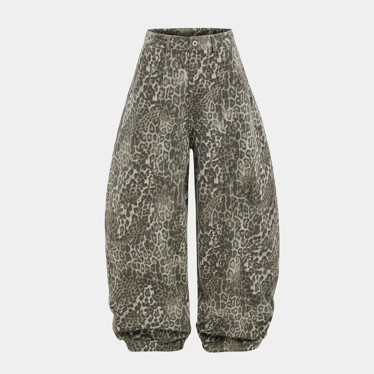 Leopard Print Baggy Jeans - Rockstar Aesthetic Streetwear Denim | LuxuryUrbanwear - Luxuryurbanwear