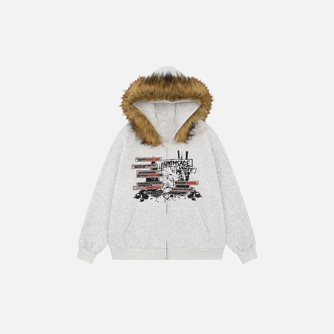 Stylish Oversized Detachable Faux Fur Hooded Sweatshirt - Luxuryurbanwear