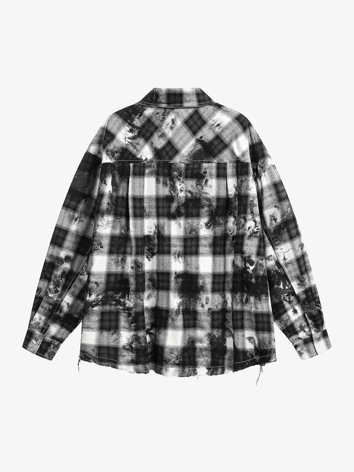 Vintage Wash Plaid Spray Dye Raw Hem Shirt