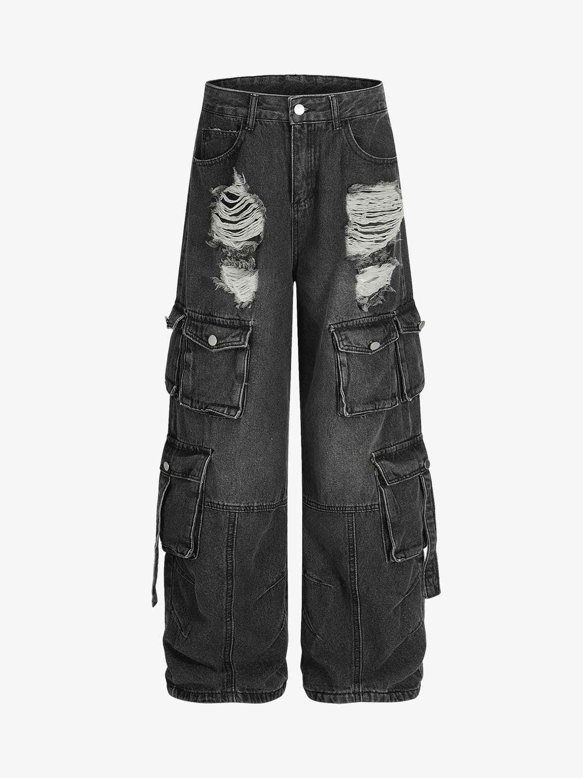 Retro Ripped Cargo Jeans