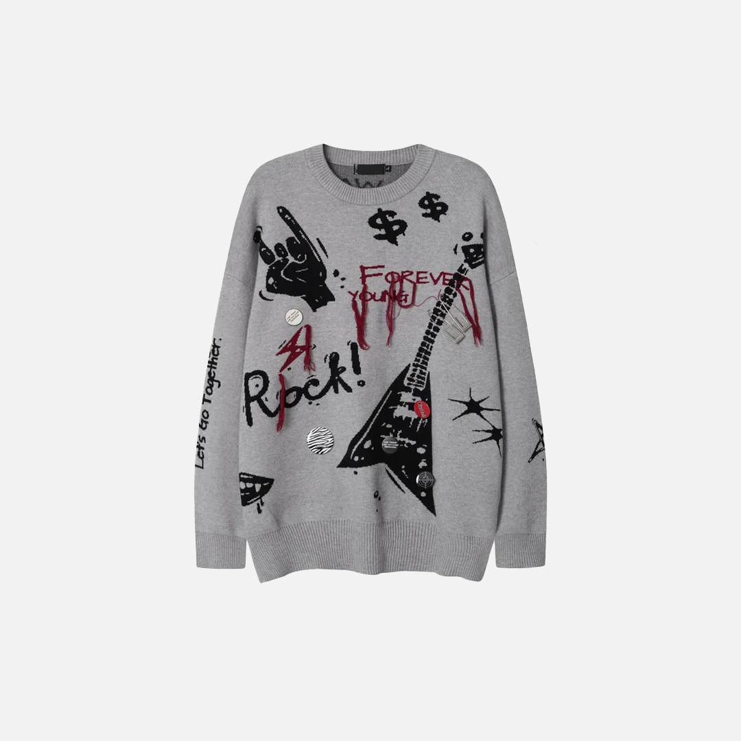 Premium Gothic Cartoon Knitted Fringe Sweater - Luxuryurbanwear