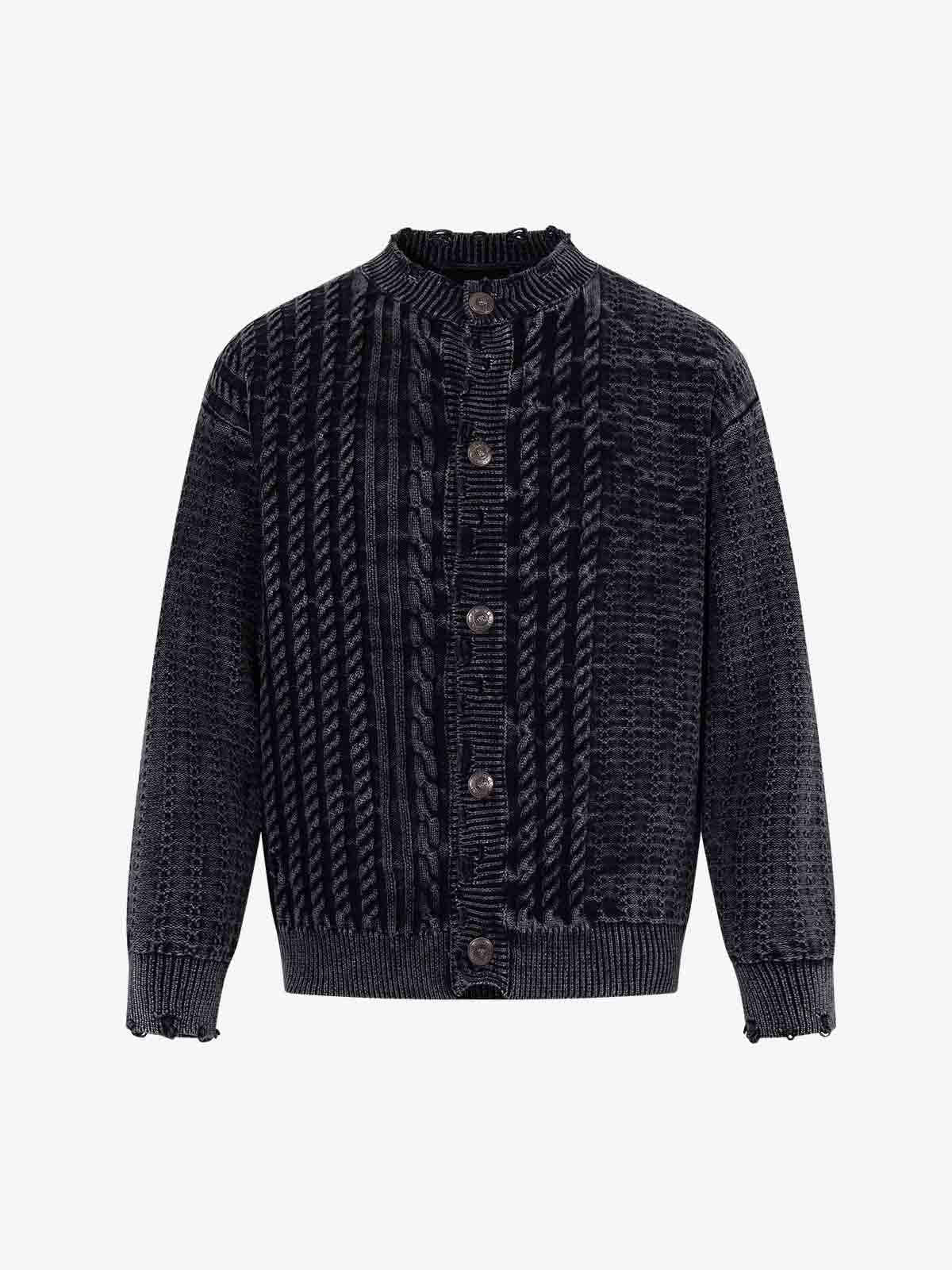 Textured Cable Knit Button Up Cardigan Jacket