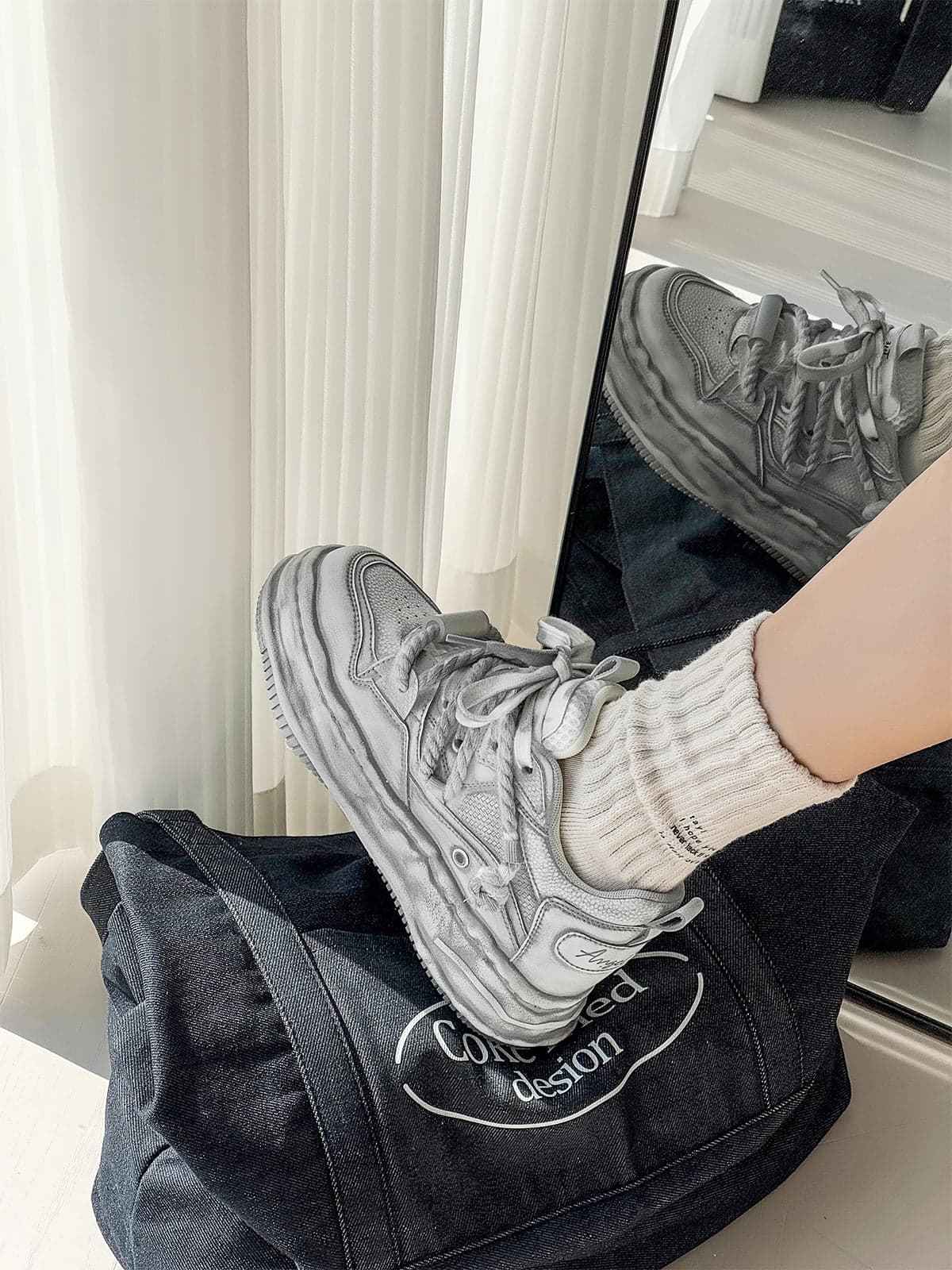 Deconstructed Distressed Chunky Street Sneakers - 2521