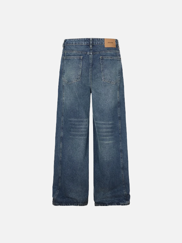 Irregular Distressed Spliced Washed Wide Leg Jeans - Luxuryurbanwear