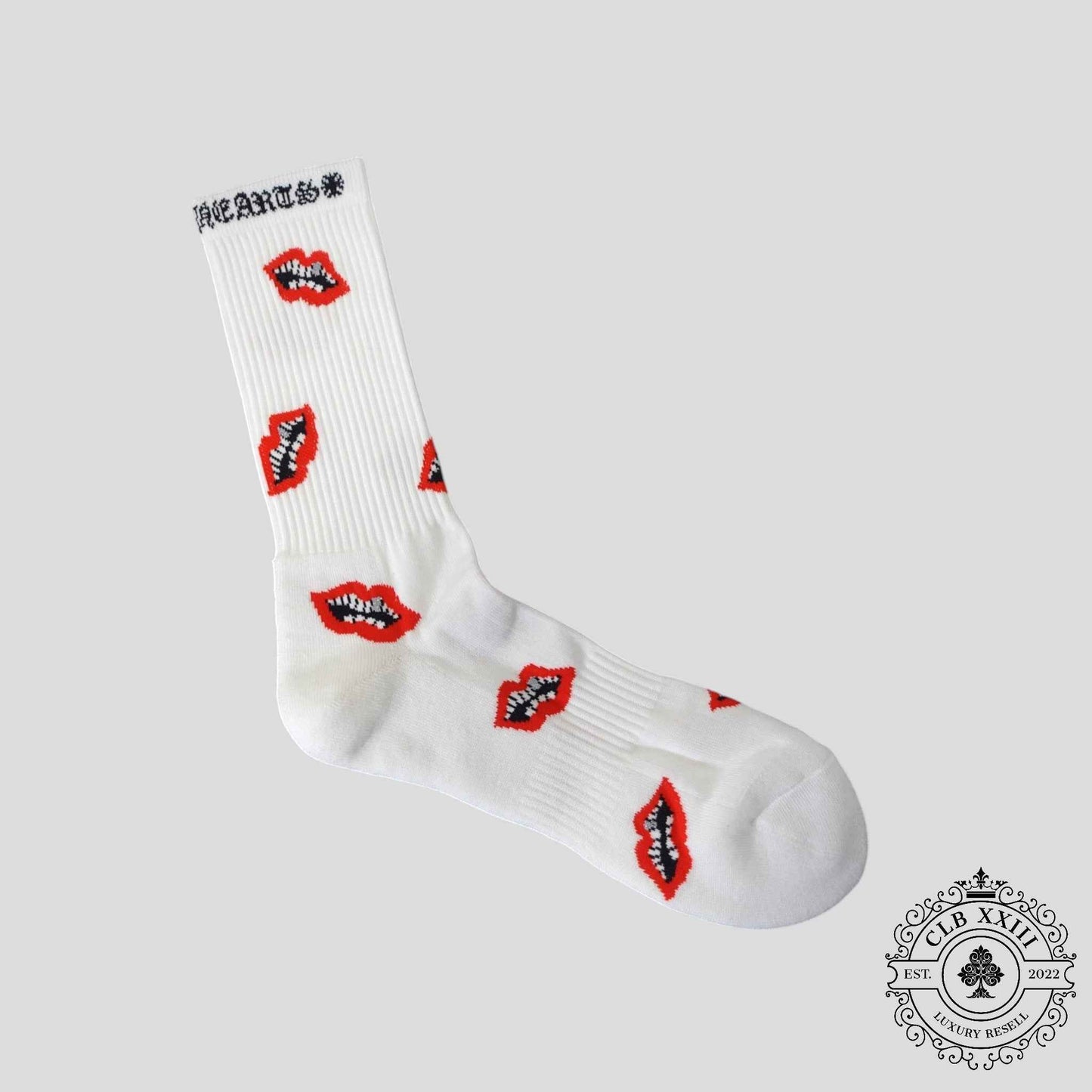 Chrome Hearts Matty Boy Chomper Socks in White/Red
