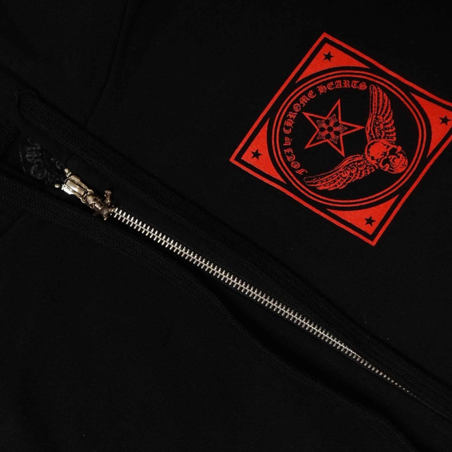 Chrome Hearts Foti Zip Up Hoodie in Black/Red