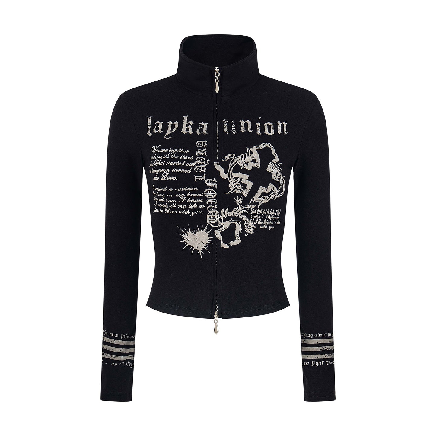 Union Print | Zip-Up Moto Graphic Top - Luxuryurbanwear