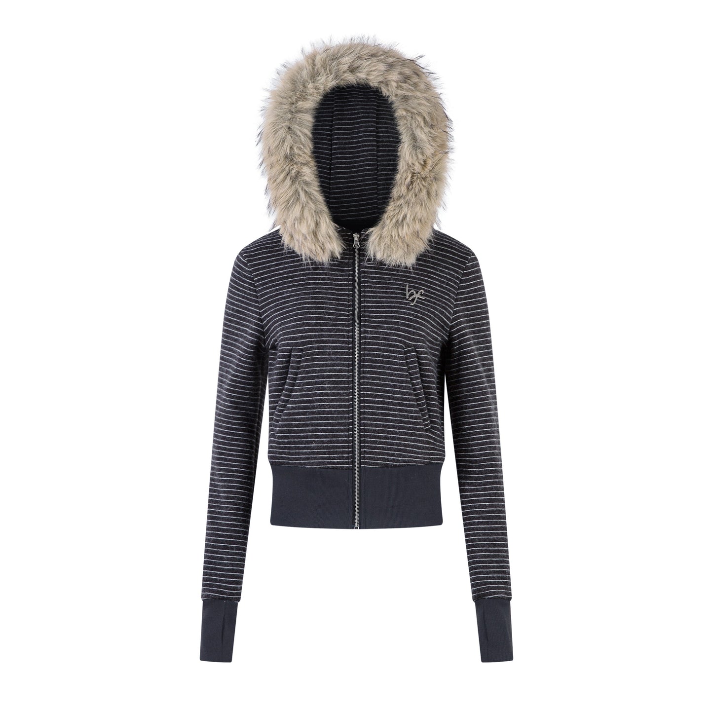 Stone Haze | Washed Denim Jacket with Zip Front - Luxuryurbanwear