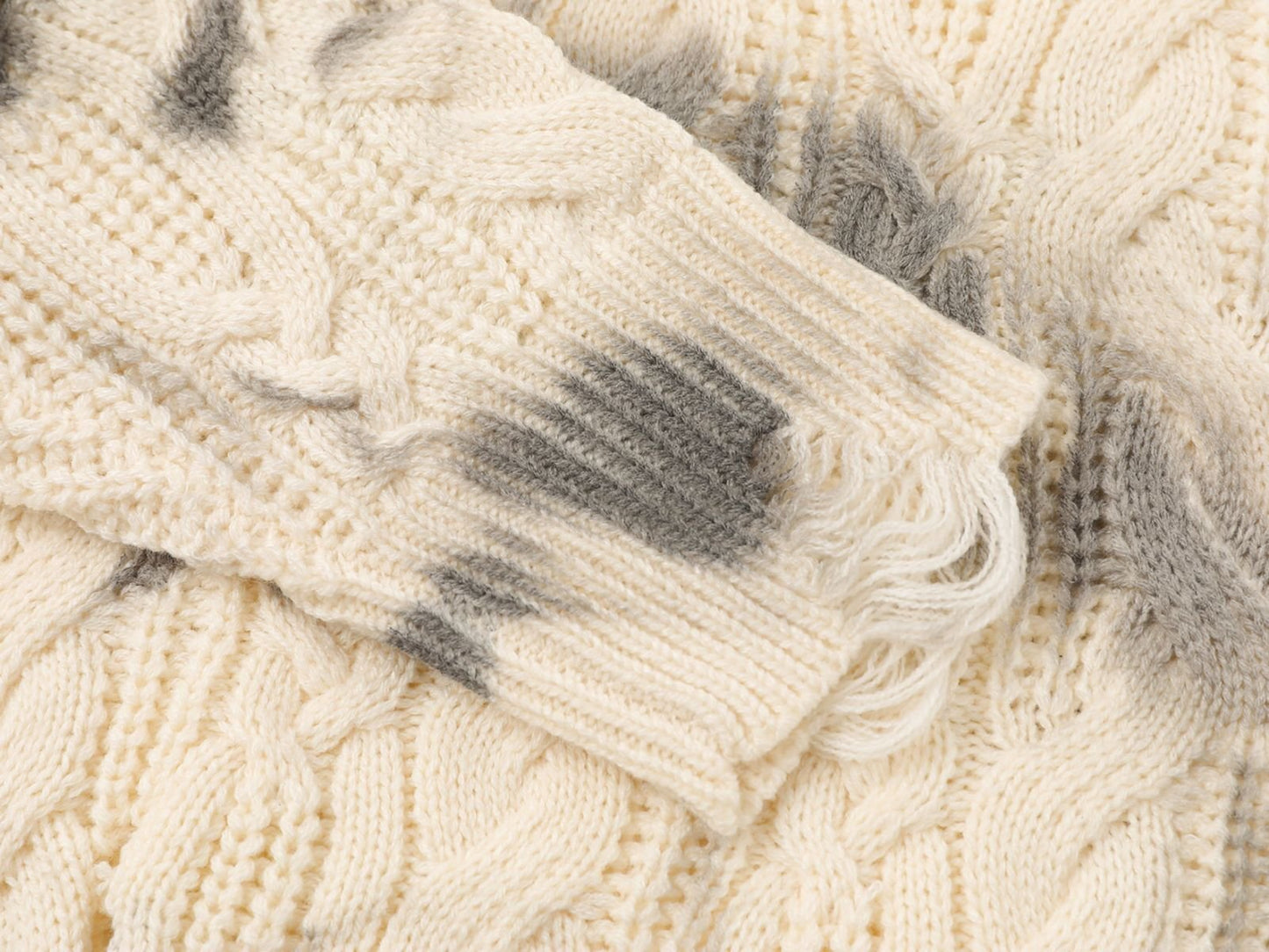 Charcoal Fade | Distressed Tie-Dye Knit Pullover - Luxuryurbanwear