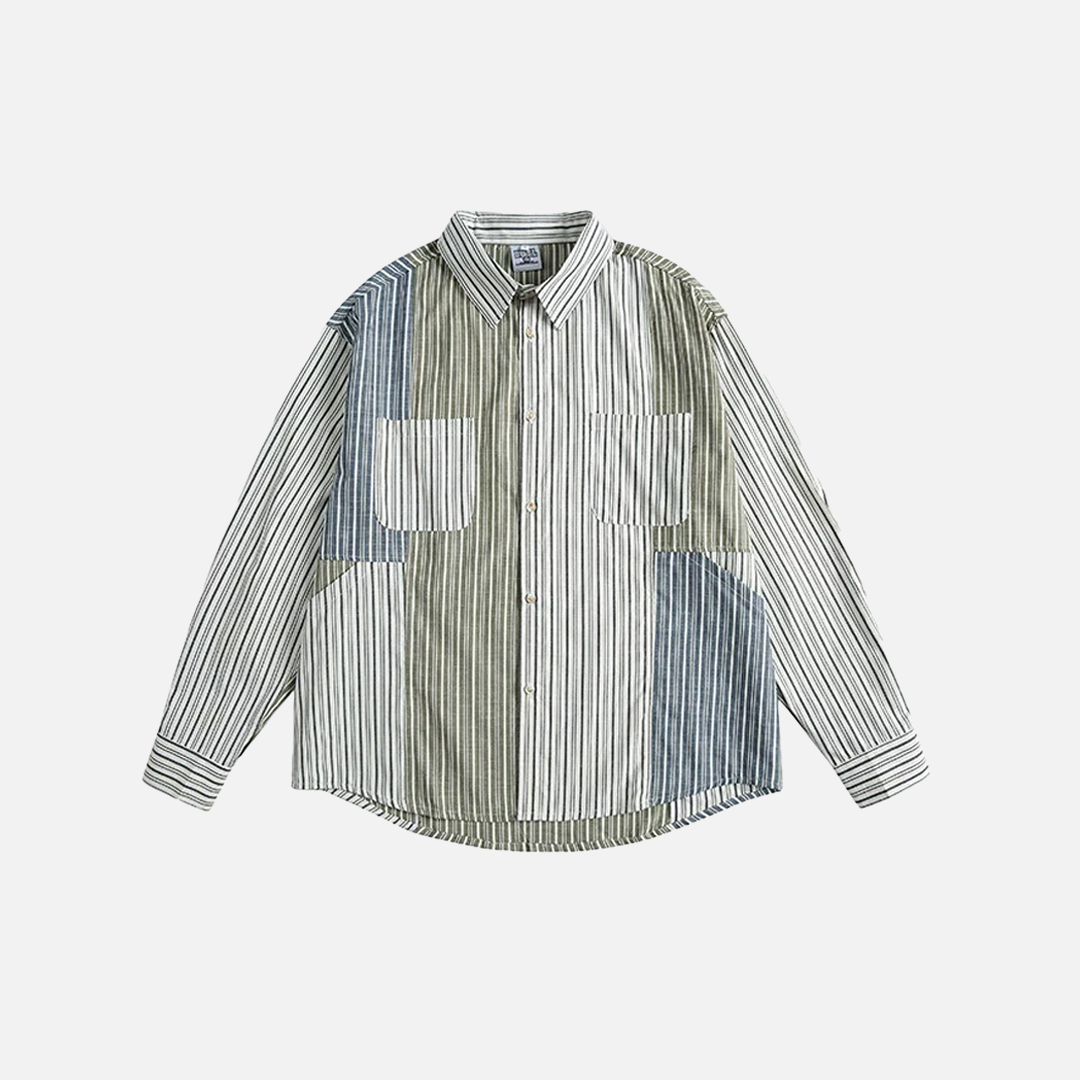 Cozy Plaid Loose Patchwork Hip Hop Long Sleeve Shirt - Luxuryurbanwear