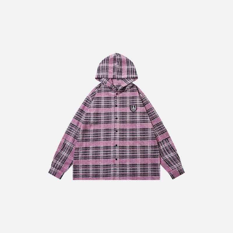 Zip Up Hoodie Plaid Hooded