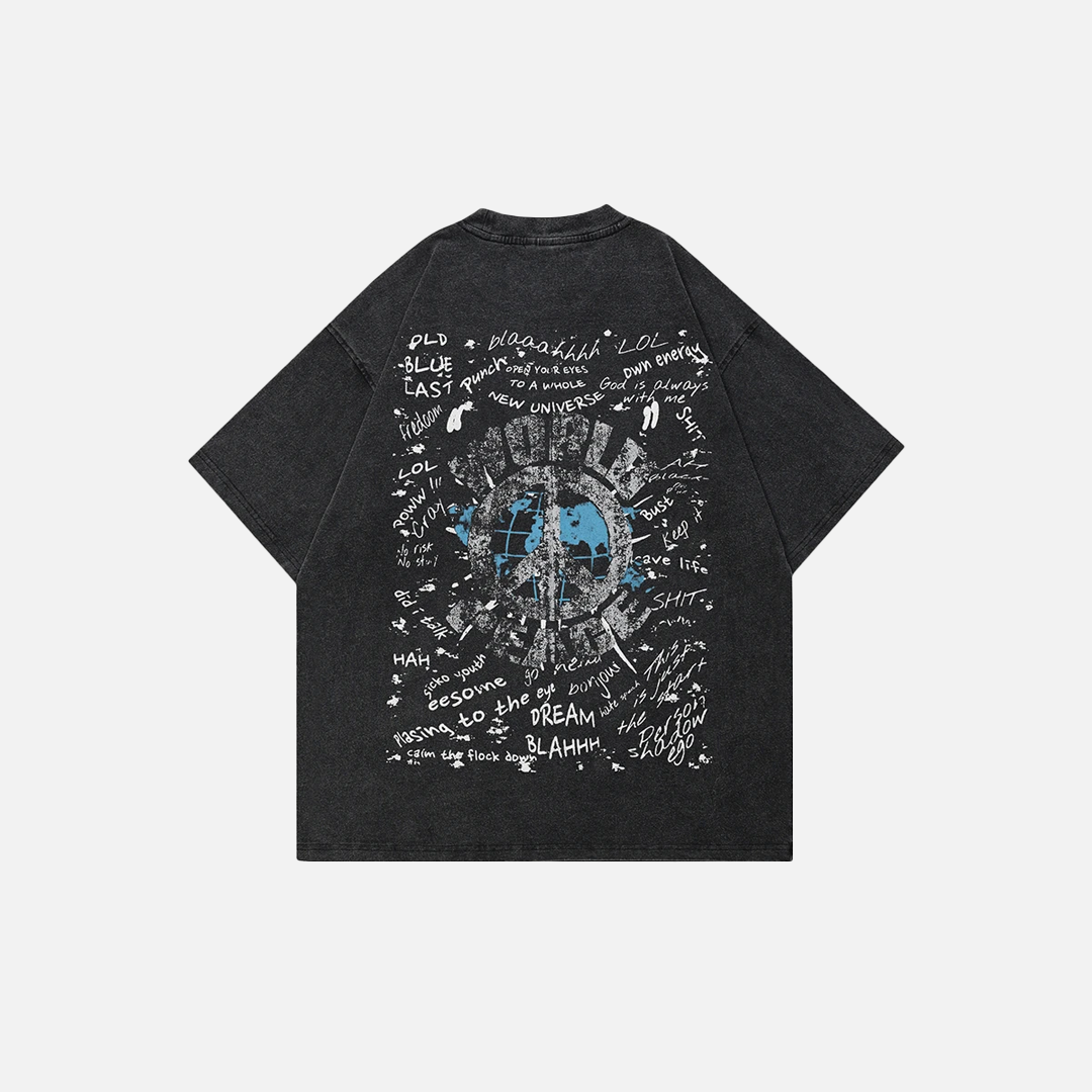Effortless Streetwear Washed Black Eye Graffiti T-Shirt - Luxuryurbanwear