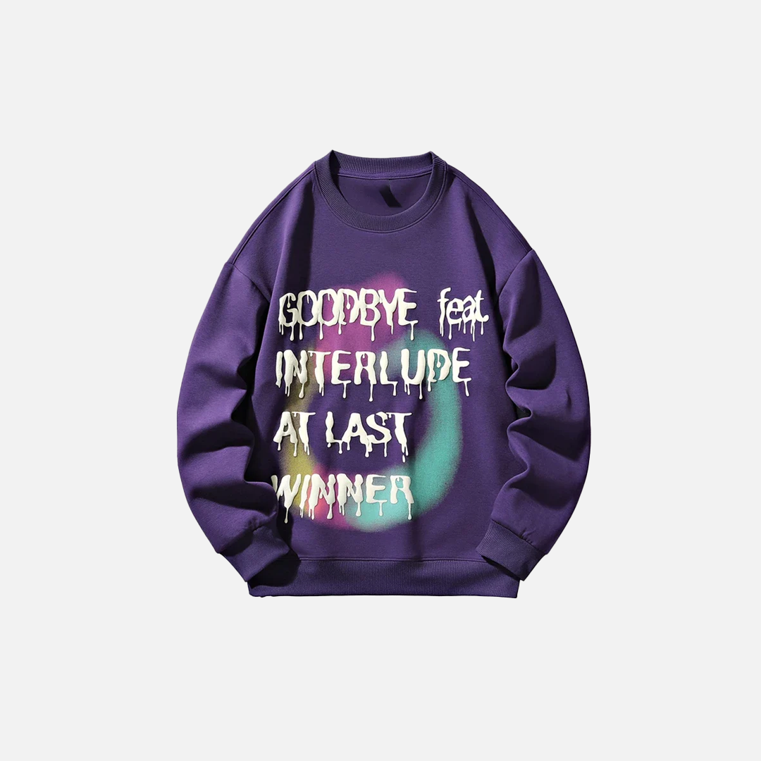 Oversized Hip Hop Letter Print Sweatshirt - Luxuryurbanwear