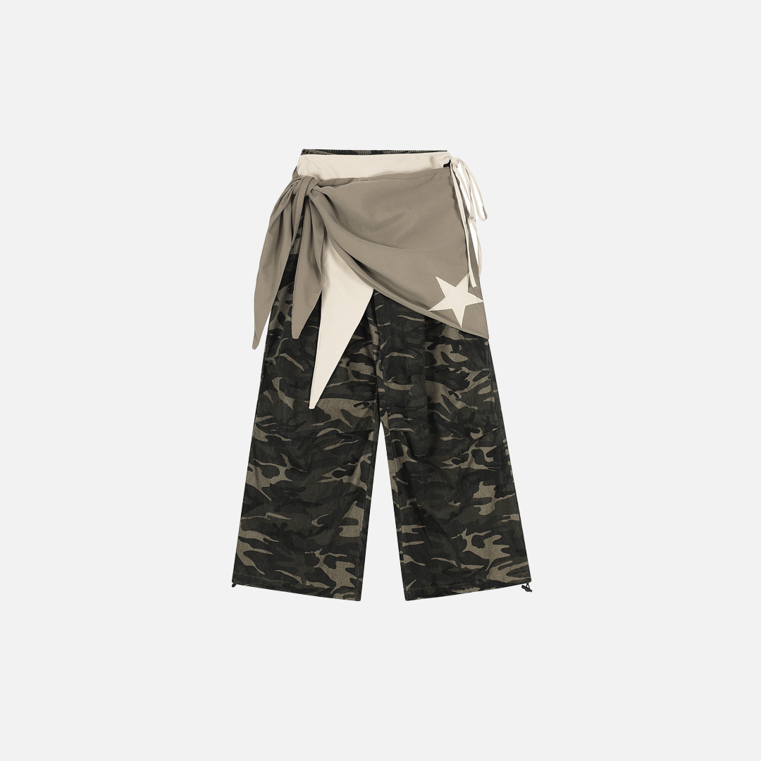 Y2K Cool Camo Vibe Drawstring Wide Leg Jogger - Luxuryurbanwear