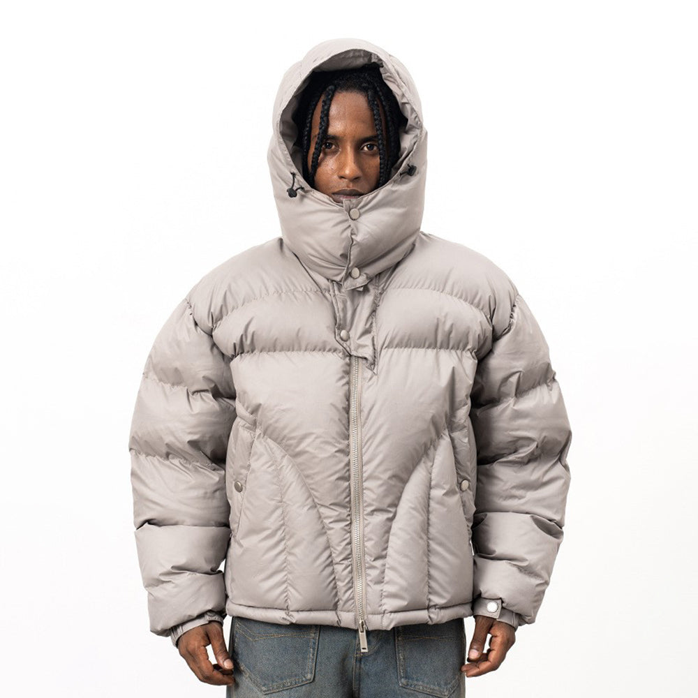 Oversized Padded Puffer Jacket - Hooded Full-Zip Streetwear | LuxuryUrbanwear - Luxuryurbanwear