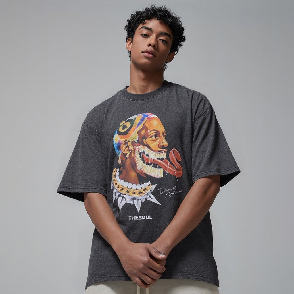 Rodman Vintage T-Shirt - 90s Aesthetic Acid-Wash Streetwear Tee | LuxuryUrbanwear - Luxuryurbanwear