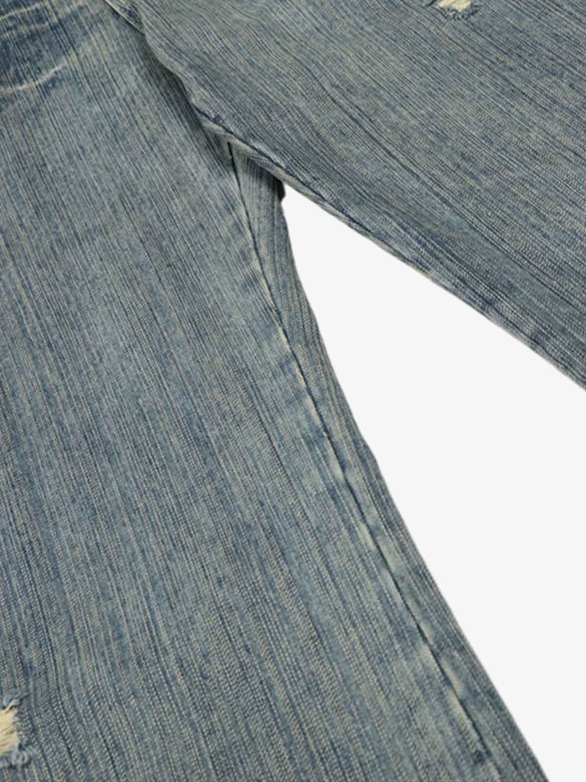 High Waist Distressed Barrel Denim Jeans - Luxuryurbanwear