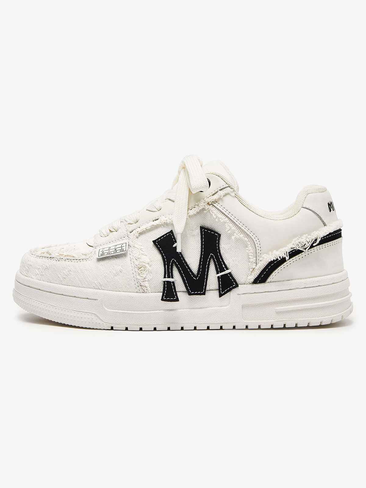 Street Distressed Denim Patchwork Sneakers