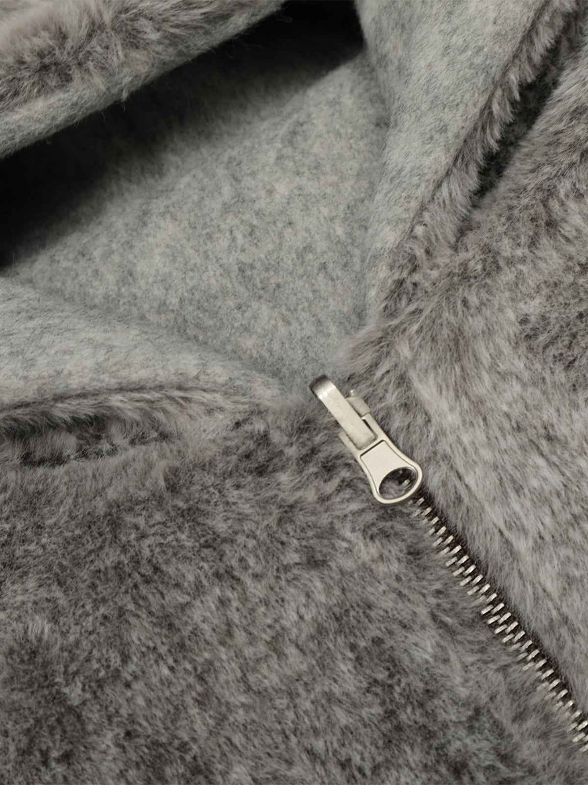 Retro Reversible Fleece Lined Zip-up Hooded Jacket