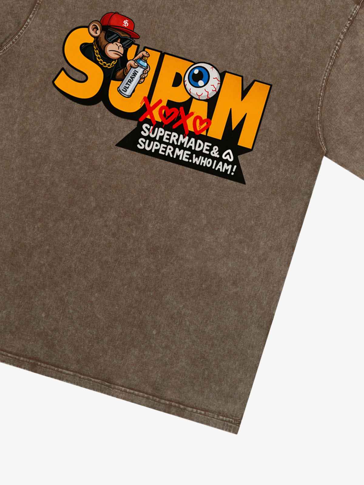 SUPM Trendy Hip-Hop Monkey Graffiti Font T-Shirt
