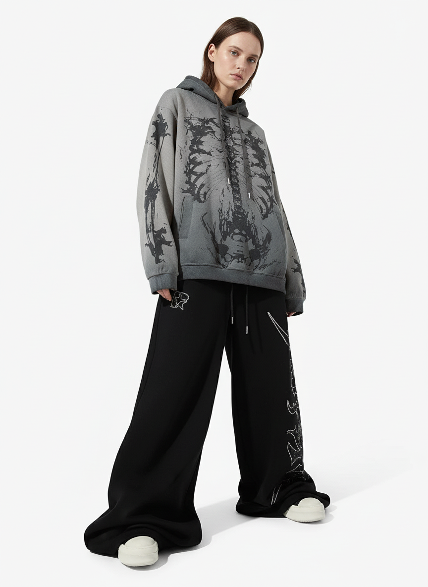 High Street Rhinestone Hip-hop Wide-leg Sweatpants - Luxuryurbanwear
