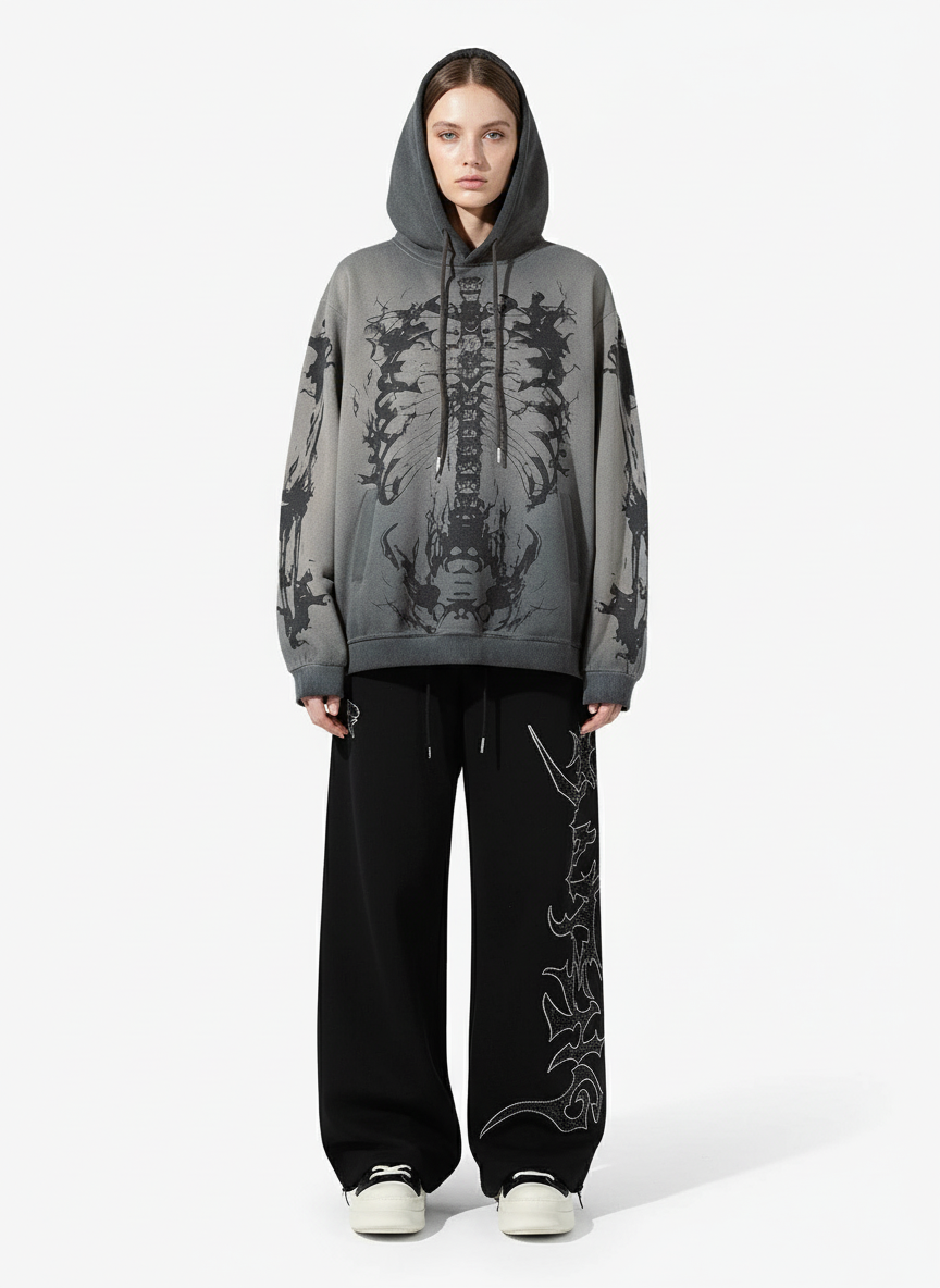 High Street Rhinestone Hip-hop Wide-leg Sweatpants - Luxuryurbanwear