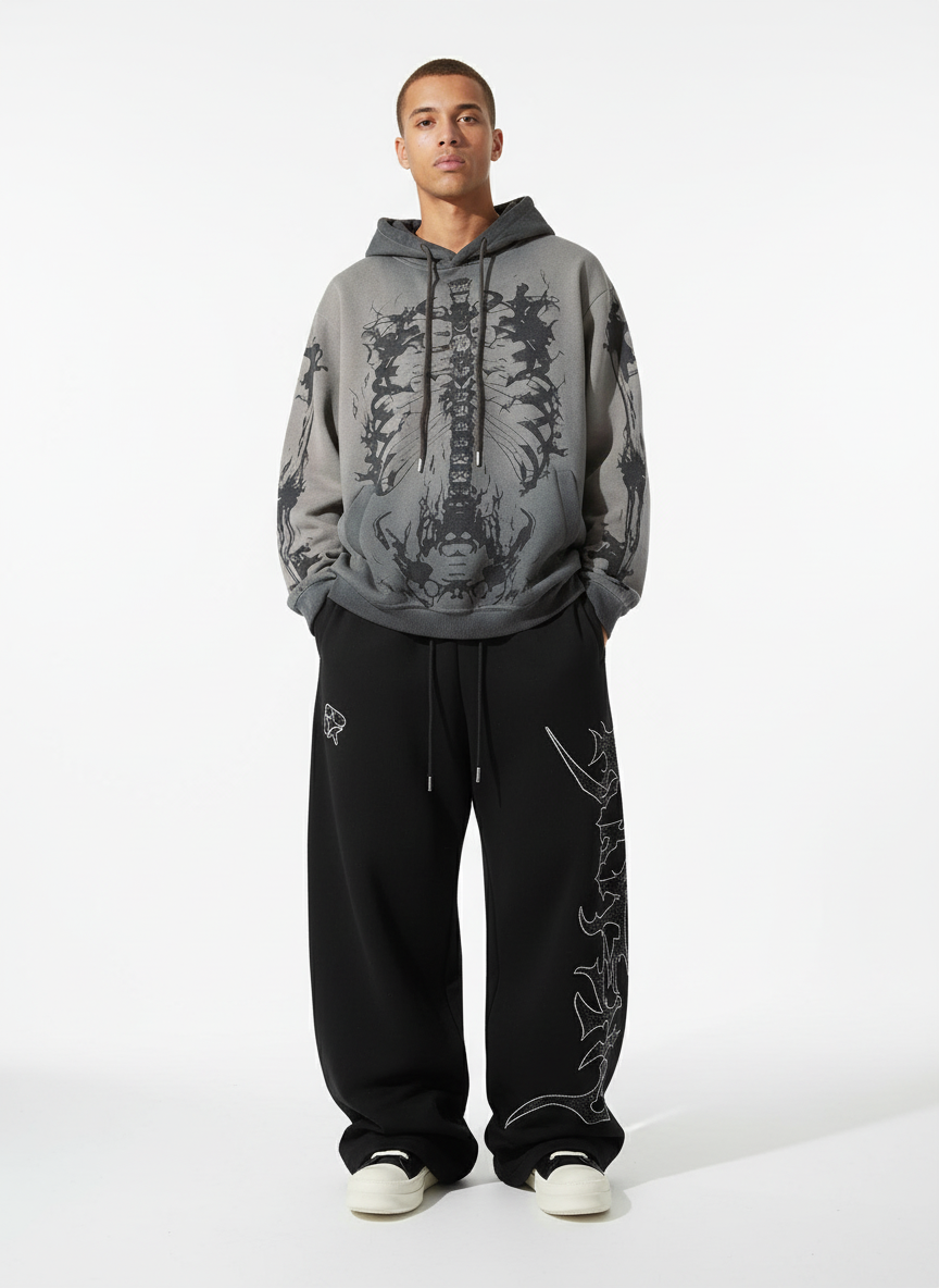 High Street Rhinestone Hip-hop Wide-leg Sweatpants - Luxuryurbanwear