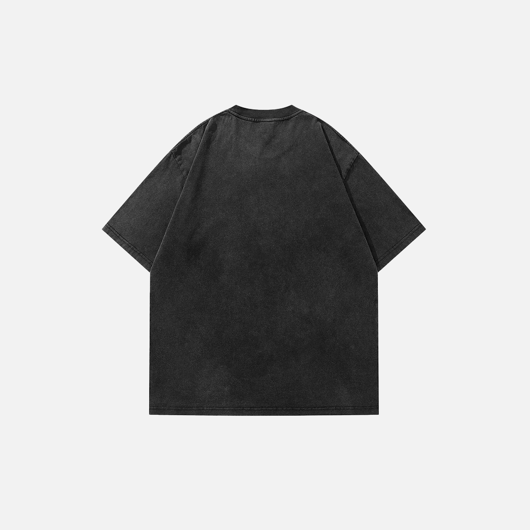 Streetwear Hip Hop Washed Black Stone T-Shirt - Luxuryurbanwear