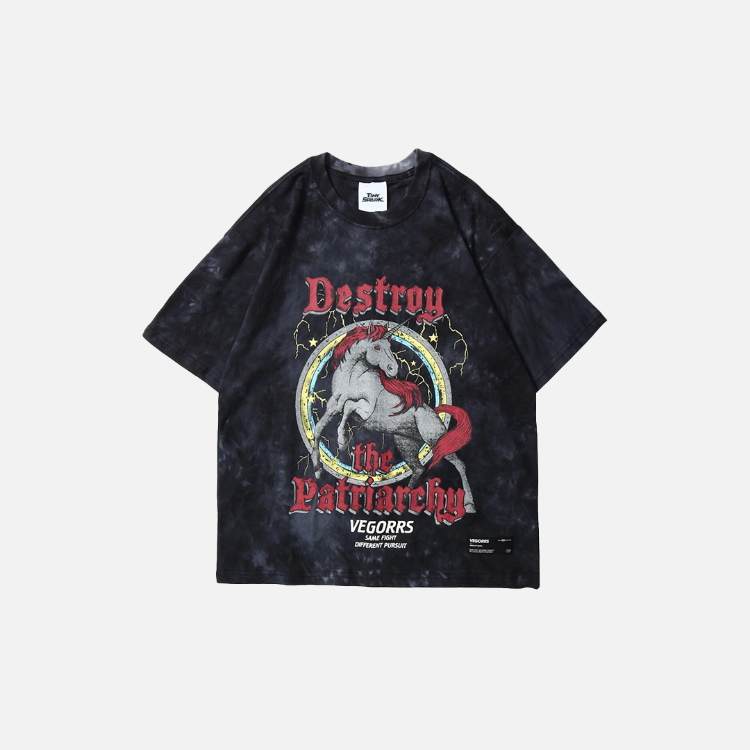 Fashionable Streetwear Wild Horse Print Hip Hop T-Shirt - Luxuryurbanwear