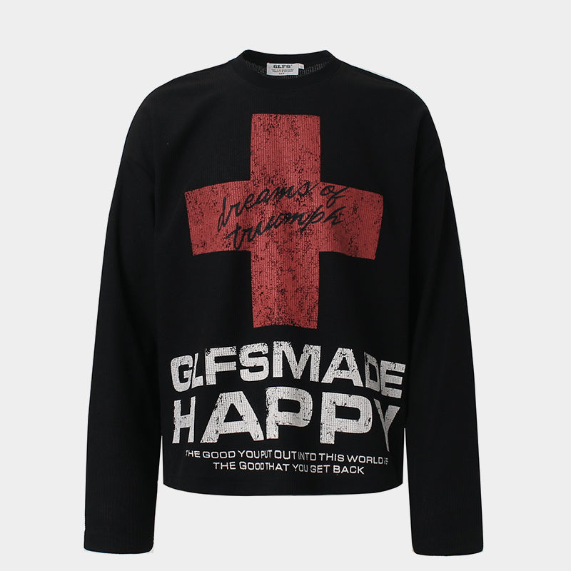 Distressed Cross Graphic | Punk Sweatshirt - Luxuryurbanwear