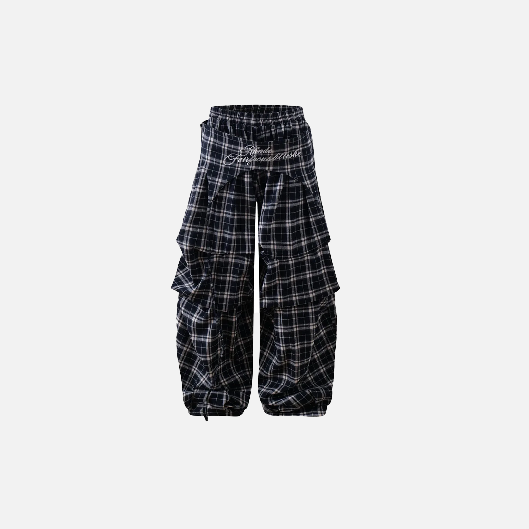 Trendy Streetwear Plaid Casual with Letter Pants - Luxuryurbanwear