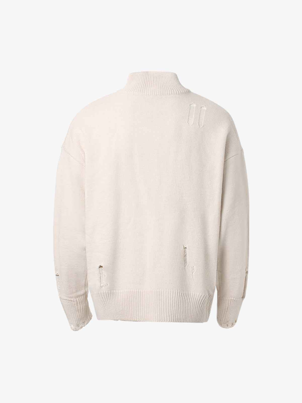 Heavy Cut Turtleneck Cardigan Zipper Sweater