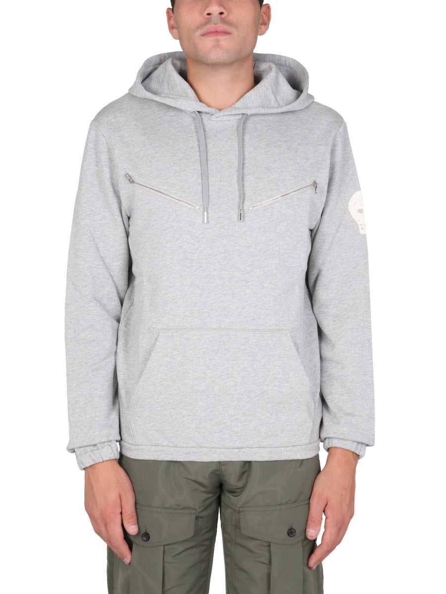 Alexander Mcqueen Men Sweatshirt With Embroidered Skull