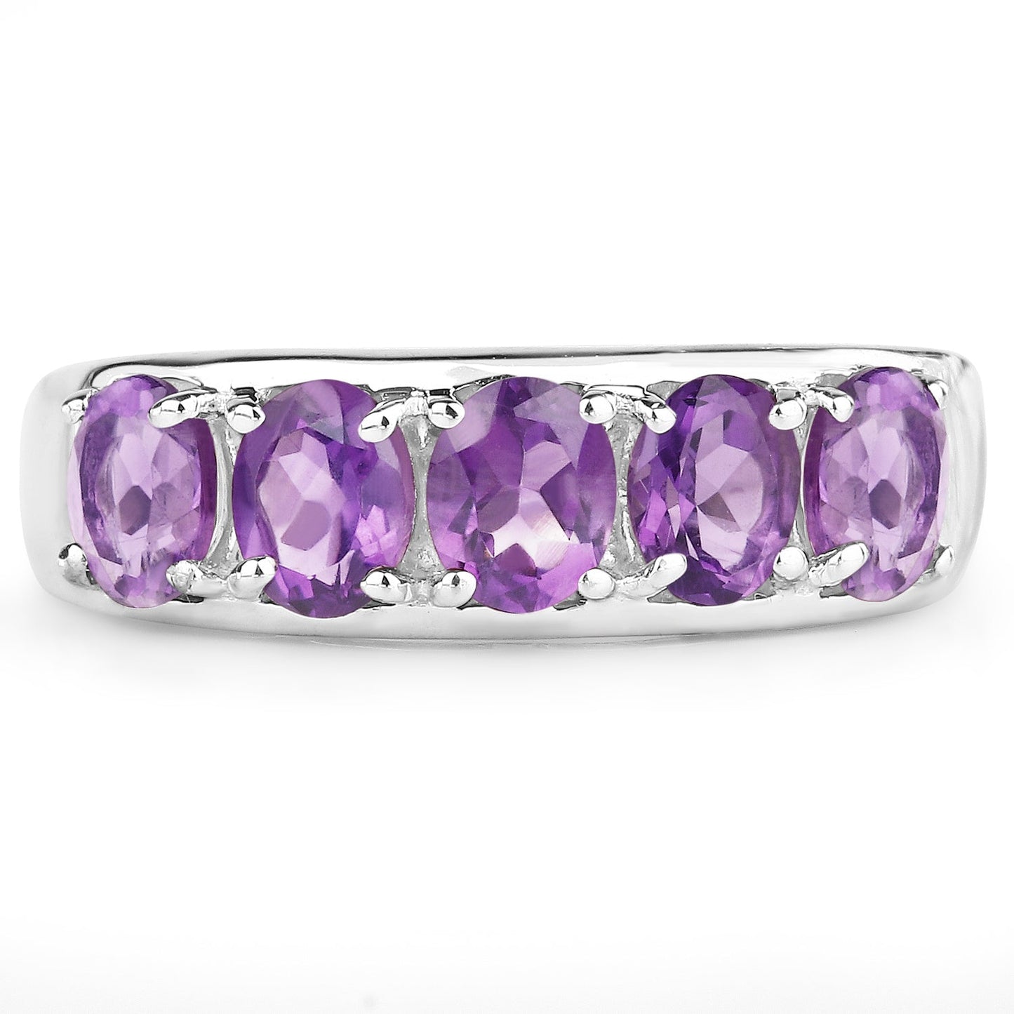 1.70 Carat Genuine Amethyst .925 Sterling Silver Ring