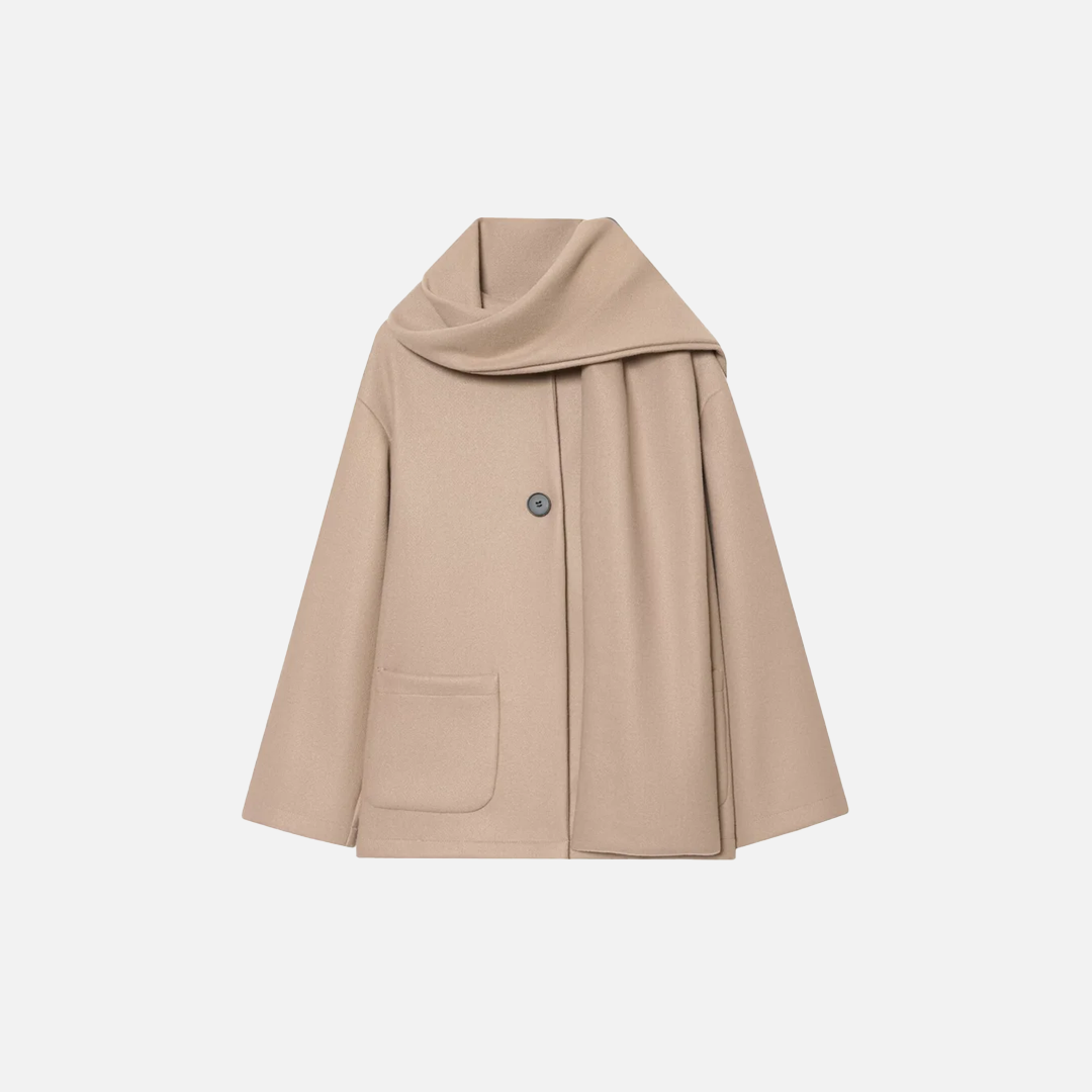 Stylish Warm Flexible Blend with-scarf Jacket - Luxuryurbanwear