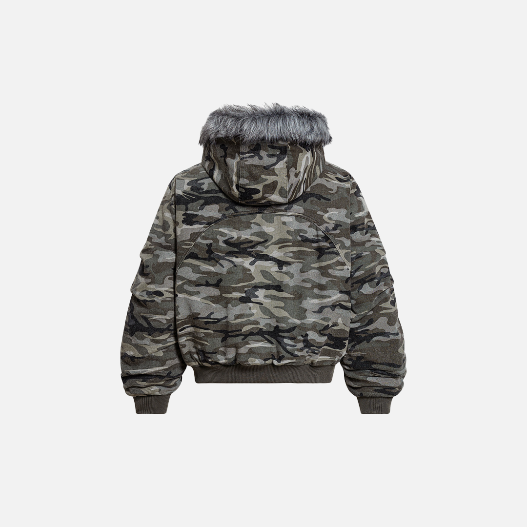 Warm Camouflage Fur Hooded Padded Jacket - Luxuryurbanwear