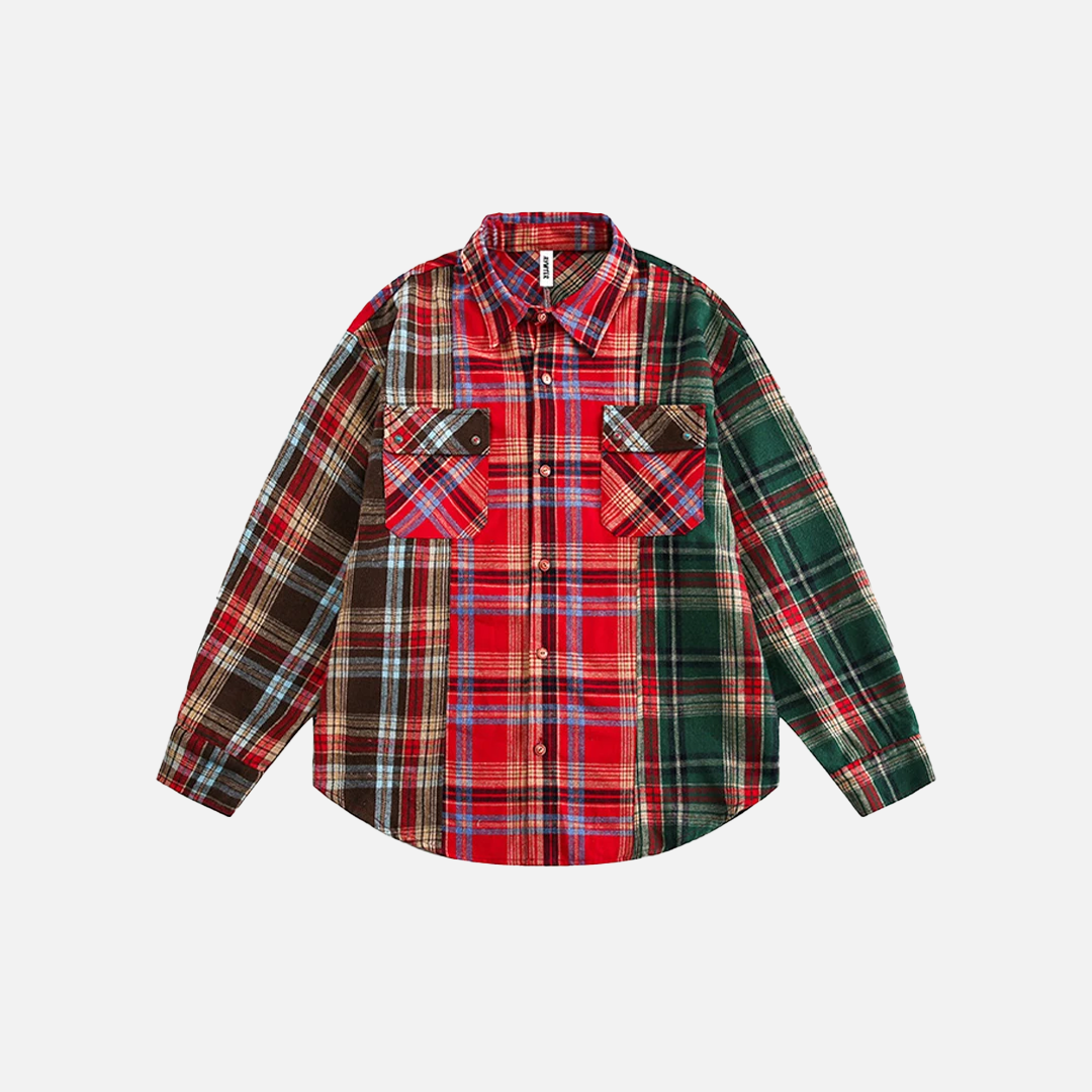 Breathable Plaid Hip Hop With Pockets Long Sleeve Shirt - Luxuryurbanwear