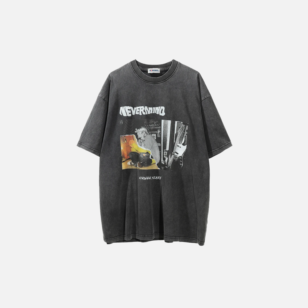 Distressed Washed Portrait Print Short Sleeve T-Shirt - Luxuryurbanwear