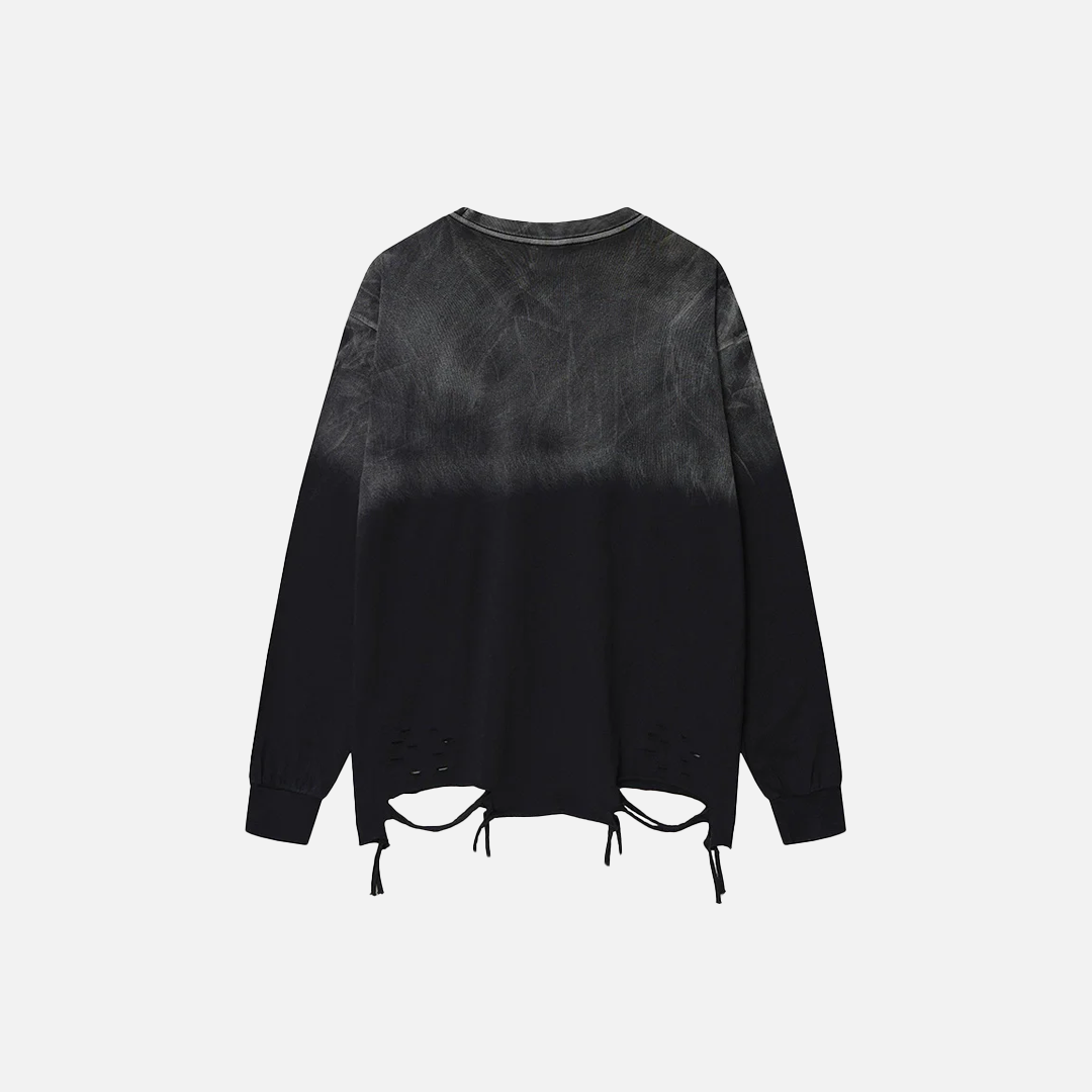 Flexible Gothing Distressed Ripped Long Sleeve T-Shirt - Luxuryurbanwear