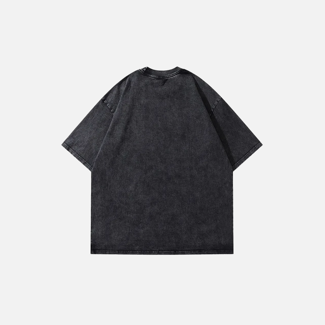 Y2K Black Washed Doberman Graphic Print T-Shirt - Luxuryurbanwear