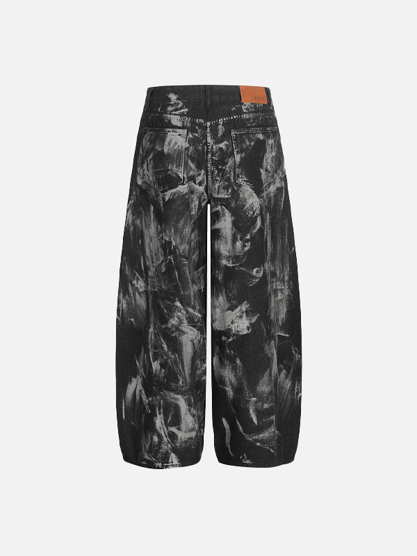 Ink Splatter Painted Heavy-Duty Punk Denim Jeans - Luxuryurbanwear