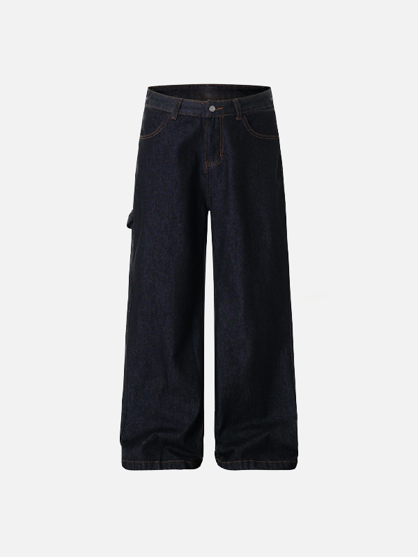 Streetwear American Plant Letter Printed Denim Jeans - Luxuryurbanwear