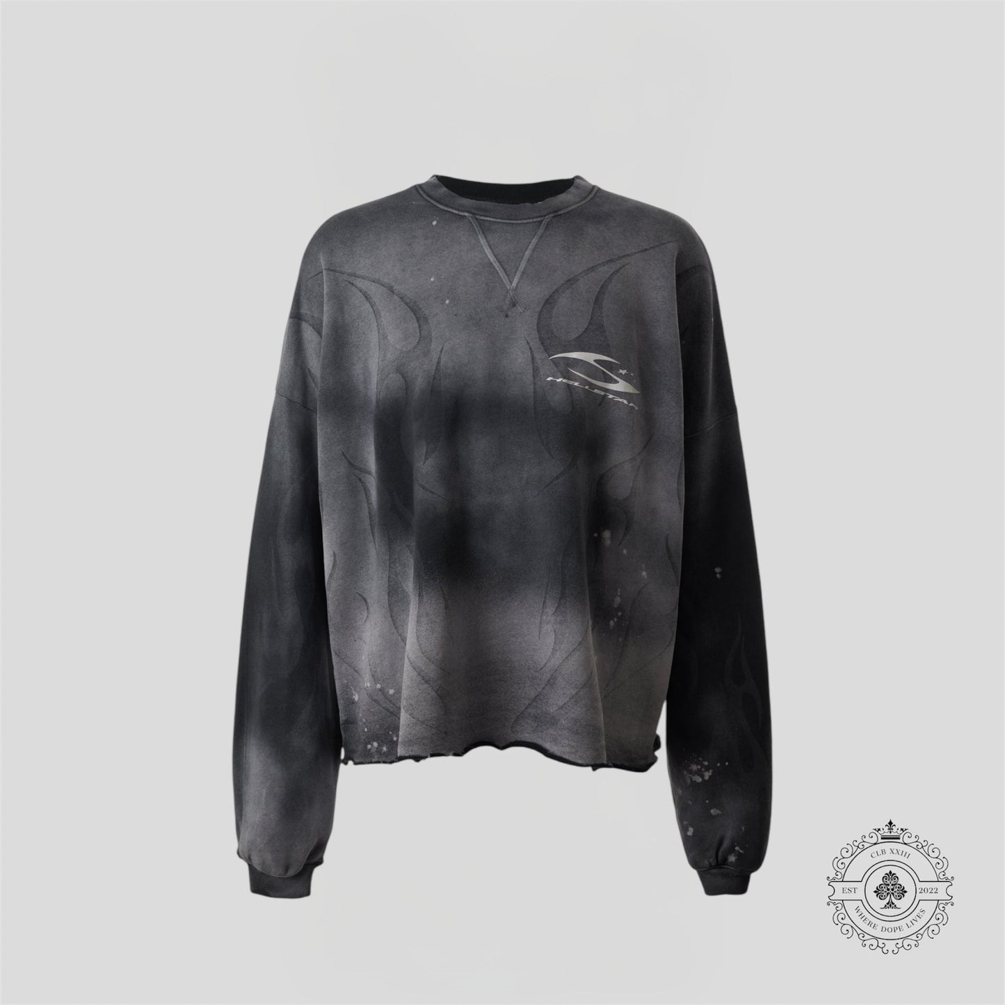 Hellstar Burned Tribal Crewneck (Oversize) in Grey