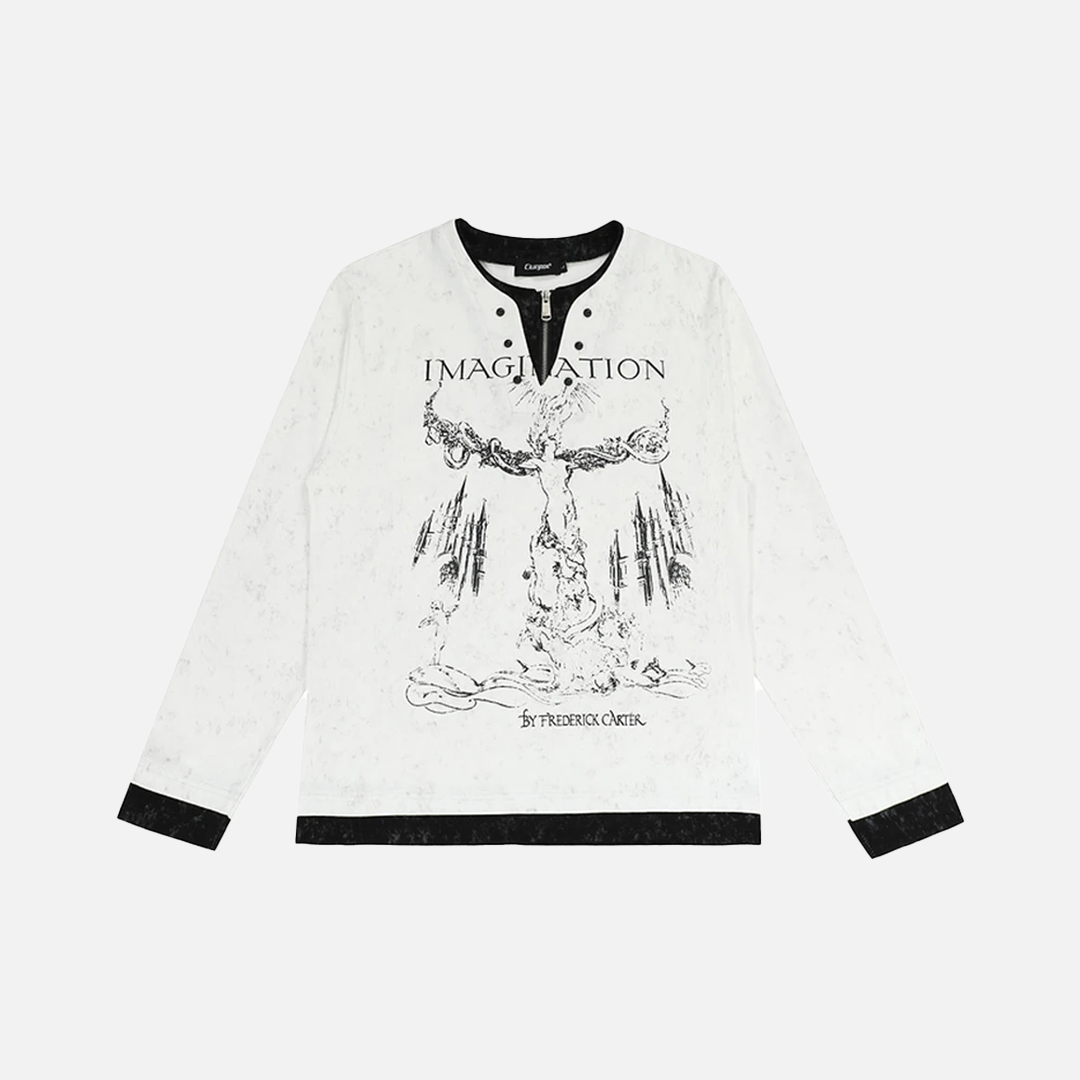 Dark Gothic Punk Fake Two-Piece Long T-Shirt - Luxuryurbanwear