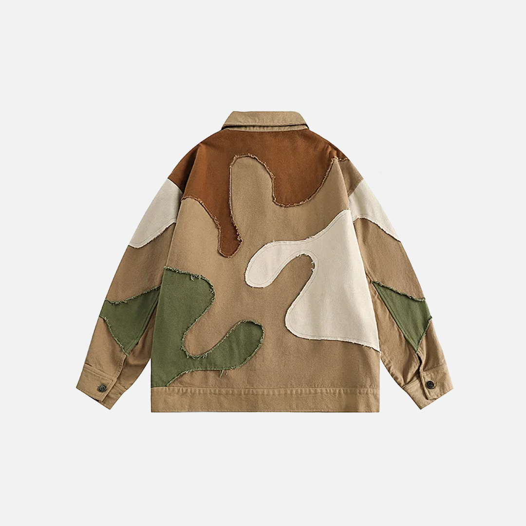 Streetwear Camouflage Color Block Hip Hop Denim Jacket - Luxuryurbanwear