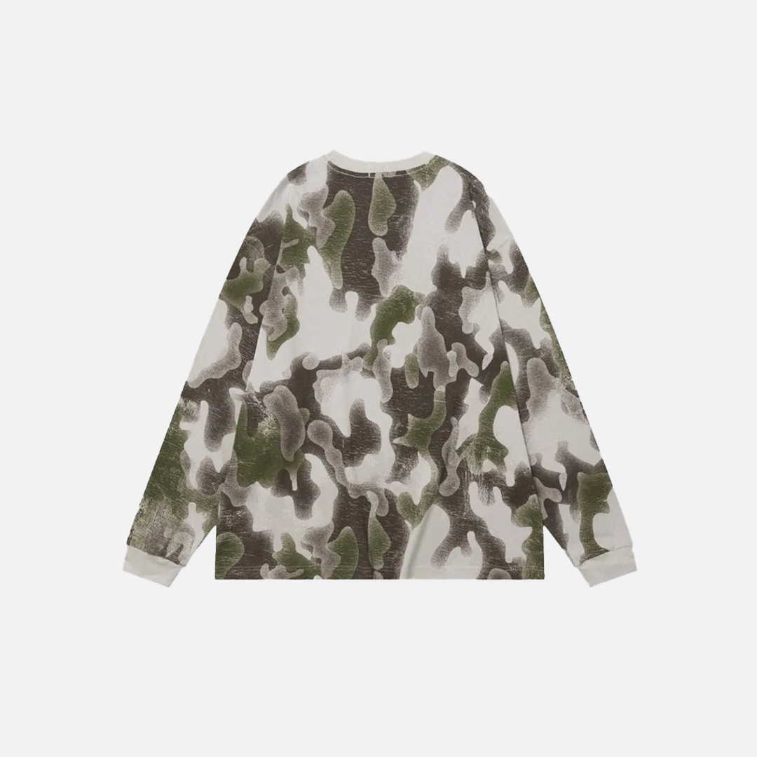 Vintage Camouflage Printed Long Sleeve T-Shirt - Luxuryurbanwear