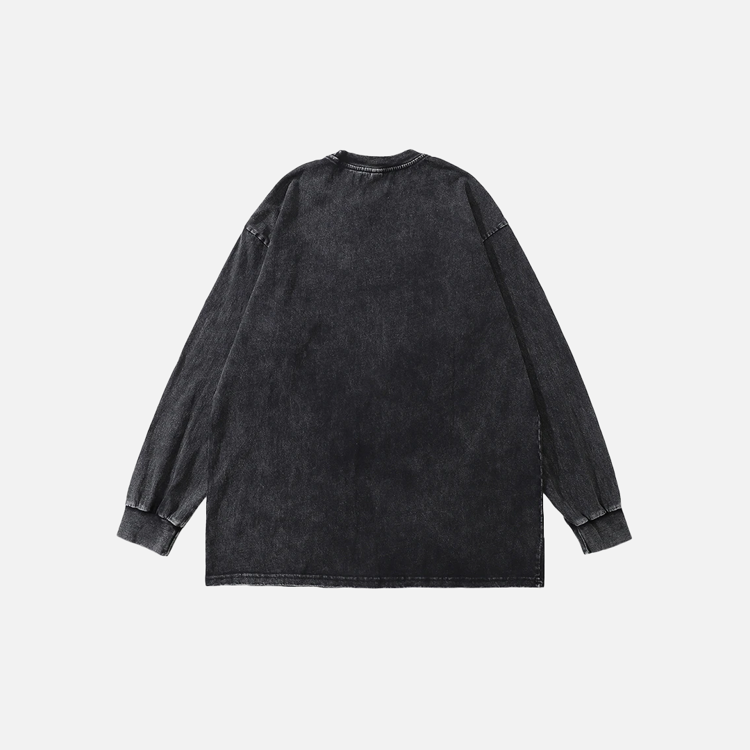Fashionable Washed Black Ghost Casual Sweatshirt - Luxuryurbanwear