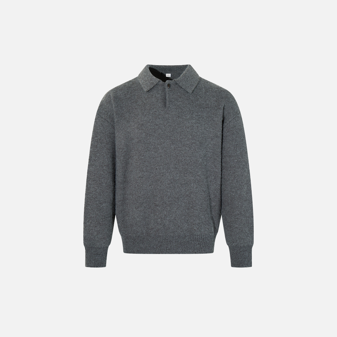 Breathable Minimalist European Style Knit Polo Sweater - Luxuryurbanwear