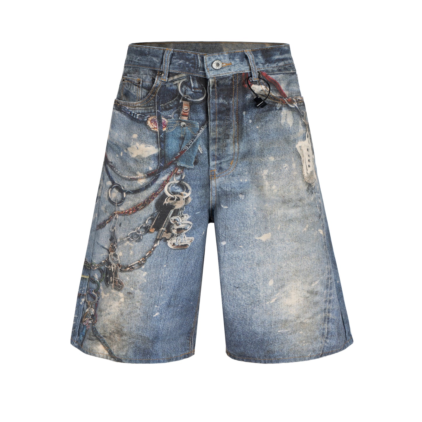 Distressed Keychain Print | Denim Shorts - Luxuryurbanwear