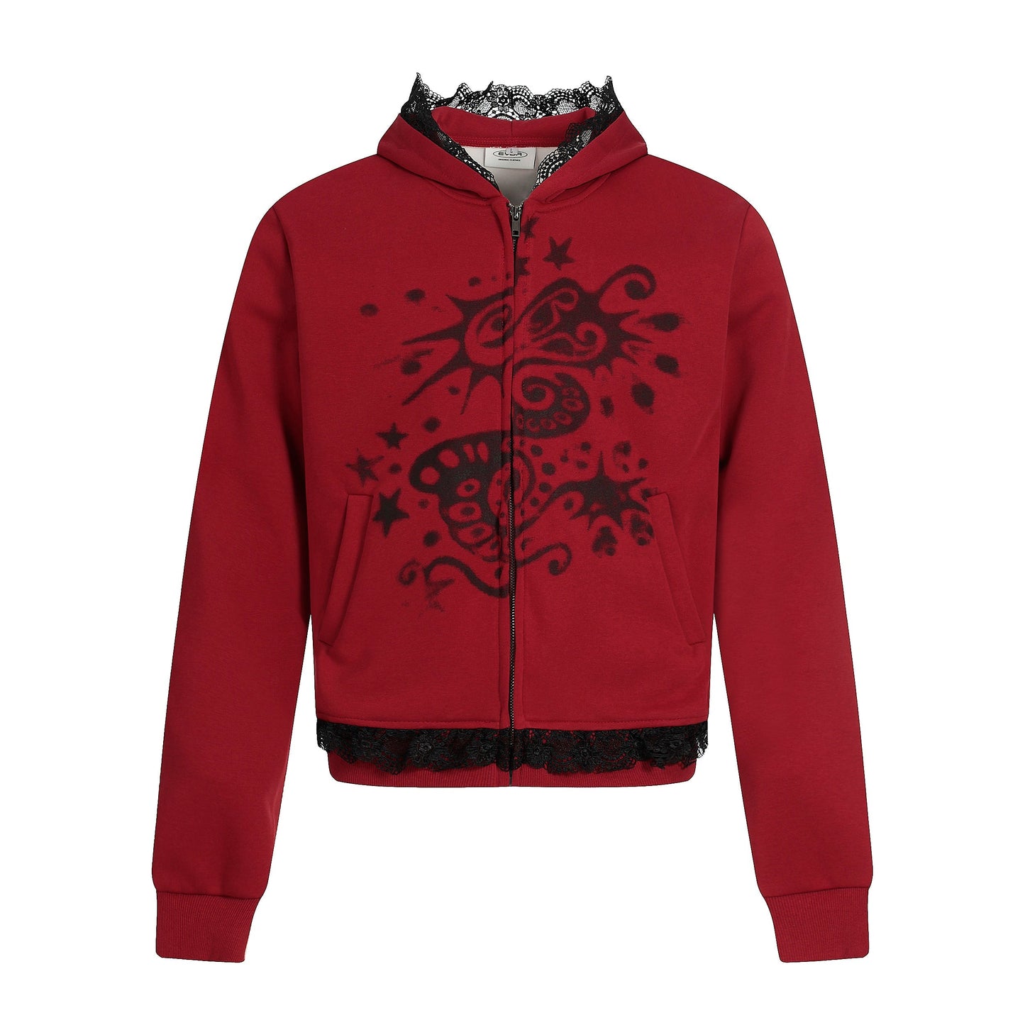 Gothic Spray Print | Zip Up Hoodie - Luxuryurbanwear